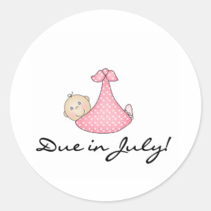 Baby Girl Due in July Classic Round Sticker