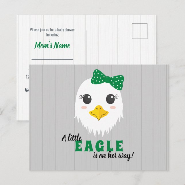 Baby Girl Eagle Green Baby Shower Invitation (Front/Back)