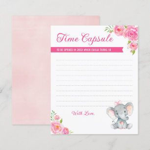 Baby Girl Elephant 1st Birthday Time Capsule Cards