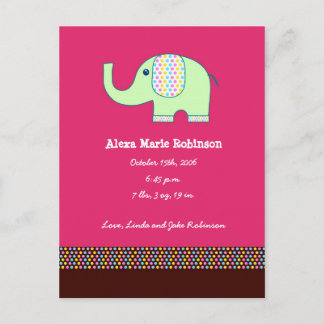 Baby Girl Elephant Announcement