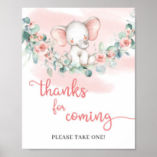 Baby Girl Elephant eucalyptus thanks for coming Poster