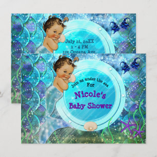 Baby Girl Enchanted Mermaid Baby Shower Party Invitation