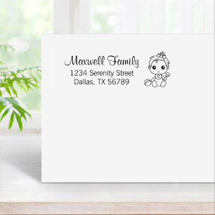 Baby Girl Family Address 2 Rubber Stamp