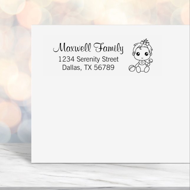 Baby Girl Family Address Self-inking Stamp (Creator Uploaded)