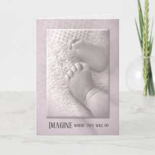Baby Girl Feet on Pink Blanket Card