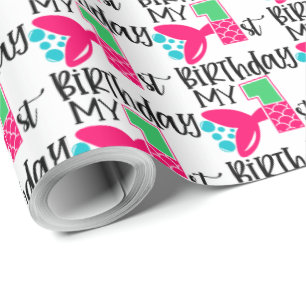 baby girl first Birthday mermaid Wrapping Paper