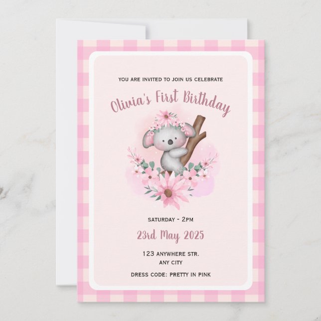Baby Girl First Birthday Onederful pink Invitation (Front)
