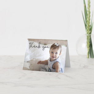 Baby Girl First Birthday Party Customisable photo Thank You Card