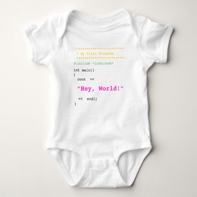 Baby Girl First C++ Program Baby Bodysuit (Front)