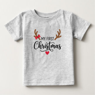 Baby Girl First Christmas Antlers Toddler T-Shirt