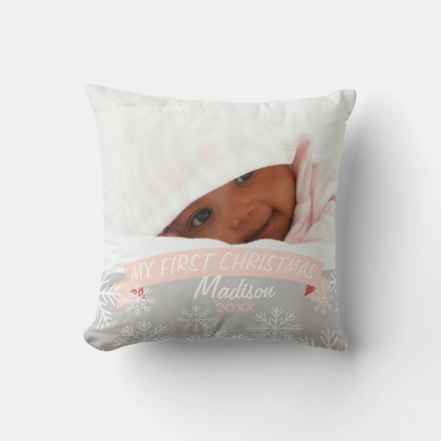 Baby Girl First Christmas | Cushion (Front)