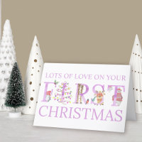 Baby Girl First Christmas Cute Animal Personalised