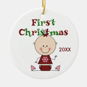 Baby Girl First Christmas Dated Ornament