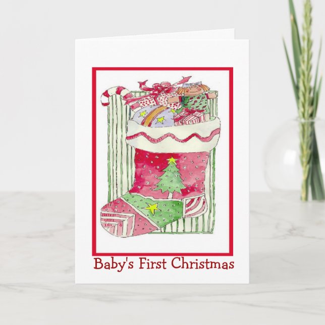 Baby Girl First Christmas - Greeting Card (Front)