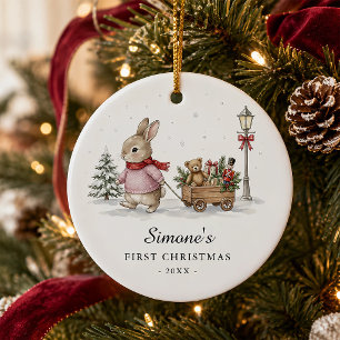 Baby Girl First Christmas Keepsake Personalised Ceramic Ornament