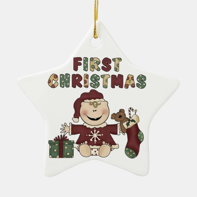 Baby Girl First Christmas Ornament (Front)