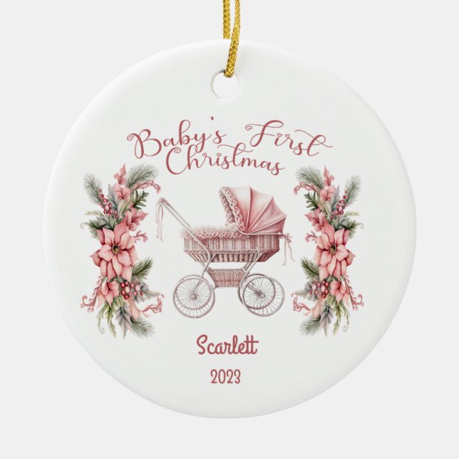 Baby Girl First Christmas Ornament (Front)