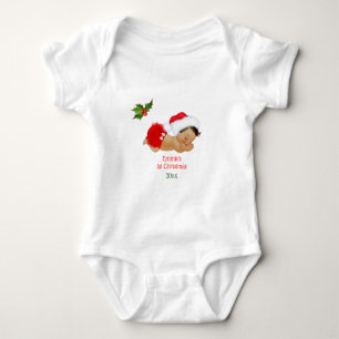 Baby Girl First Christmas Red Santa Hat Baby Bodys Baby Bodysuit