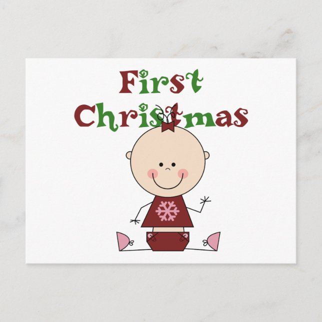 Baby Girl First Christmas T-shirts and Gifts Holiday Postcard (Front)