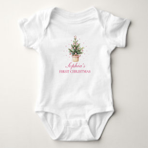 Baby Girl First Christmas Tree Bodysuit