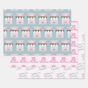 Baby Girl First Christmas  Wrapping Paper Sheet