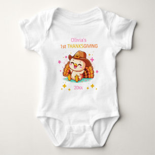 Baby Girl First Thanksgiving Custom Name Year  Baby Bodysuit