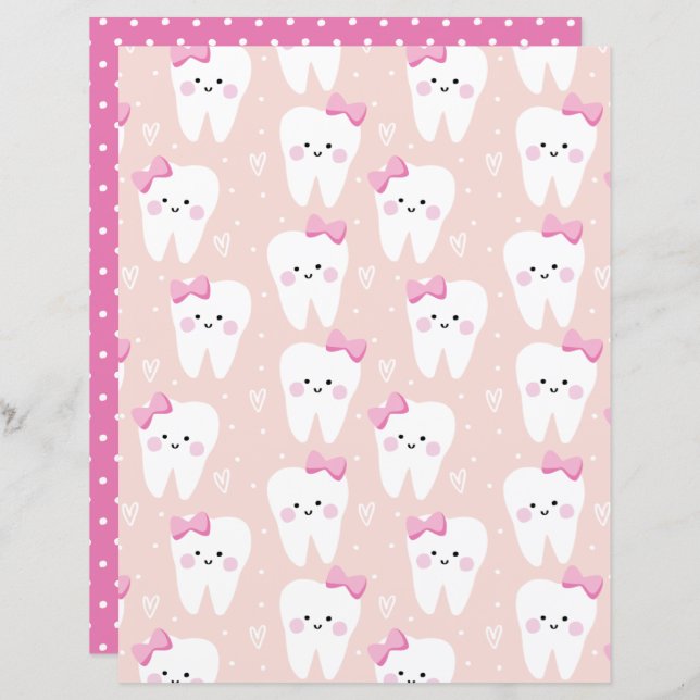 Baby Girl First Tooth Shower Scrapbooking paper (Front/Back)