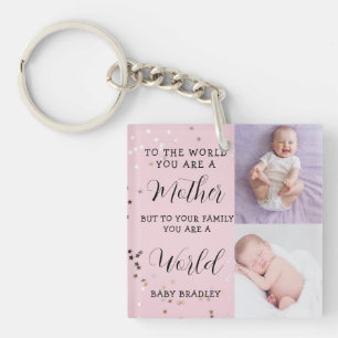 Baby girl First Year Photo Collage Keepsake pink  Key Ring