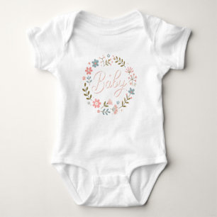 Baby Girl  - Floral "Baby" Design Baby Bodysuit