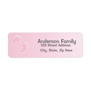 Baby Girl Foot Print Pink Address Label Return Address Label