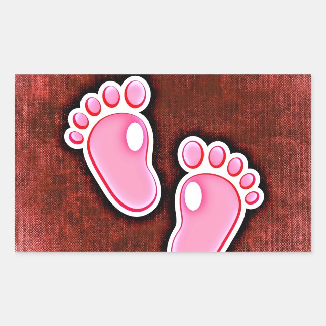 baby girl footprints feet cute expecting newborn rectangular sticker (Front)