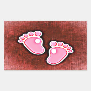 baby girl footprints feet cute expecting newborn rectangular sticker
