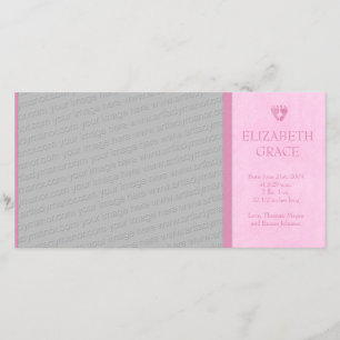 Baby Girl Footprints Photo Birth Announcement