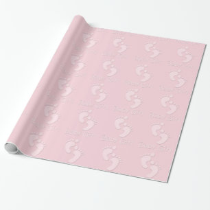 Baby Girl Footprints Pink Paper