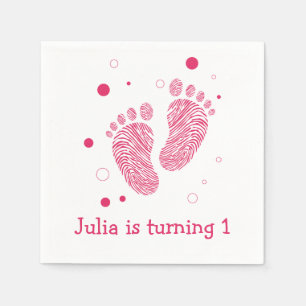 Baby girl footsteps napkin