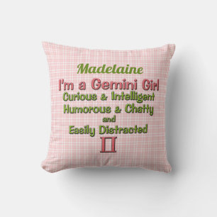 Baby Girl Gemini Zodiac Personalised Pillow