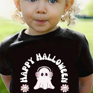 Baby Girl Ghost Happy Halloween Toddler Girl Skate Baby T-Shirt