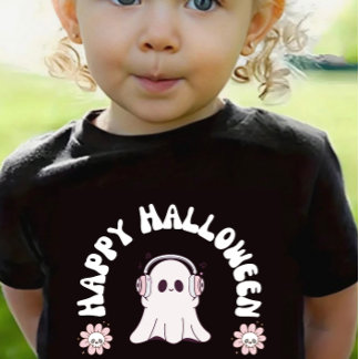 Baby Girl Ghost Happy Halloween Toddler Girl Skate T-Shirt