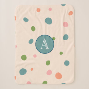 Baby girl gift set A initial colourful dots pink Sherpa Blanket