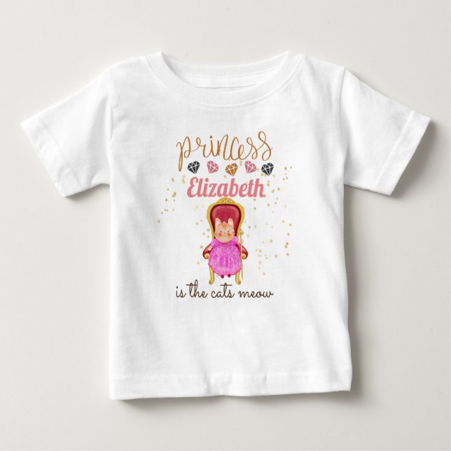 Baby Girl Gifts 1st Birthday Shower Princess Cats  Baby T-Shirt (Front)