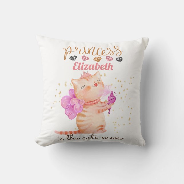 Baby Girl Gifts 1st Birthday Shower Princess Cats  Cushion (Front)