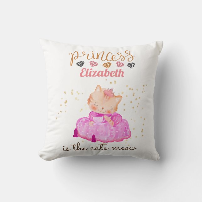 Baby Girl Gifts 1st Birthday Shower Princess Cats  Cushion (Front)