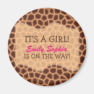 Baby Girl - Giraffe Themed Baby Shower Magnet