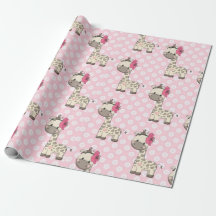 Baby Girl Giraffe Wrapping Paper  