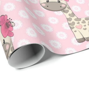 Baby Girl Giraffe Wrapping Paper