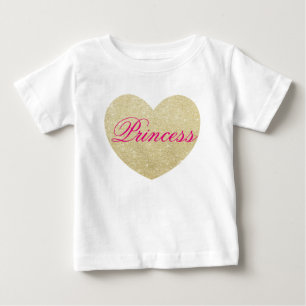Baby Girl Glitter heart-Print Golden Personalized T-Shirt