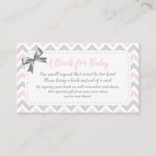 Baby Girl Grey Pink Bring A Book Card Shower
