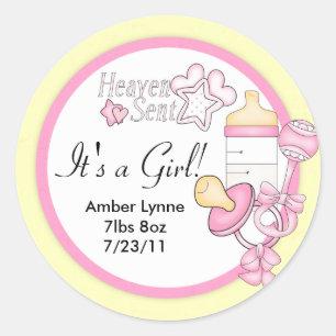 Baby Girl Heaven Sent Customisable Stickers