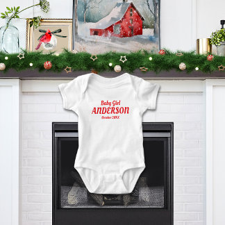 Baby Girl Holiday Birth Announcement Bodysuit