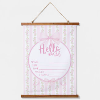Baby Girl Hospital New Baby Announcement Door Hanging Tapestry